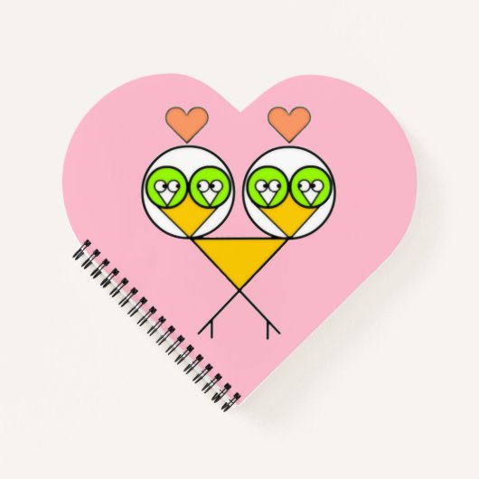 ピンクお洒落の可愛いハート ノートブック (正面)