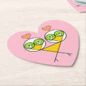 ピンクお洒落の可愛いハート ペーパーコースター (アングル)