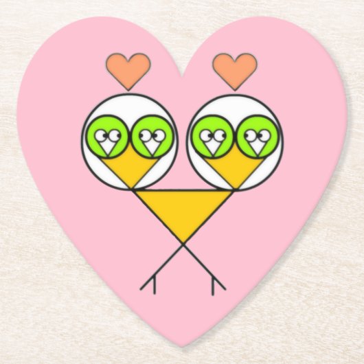 ピンクお洒落の可愛いハート ペーパーコースター (正面)