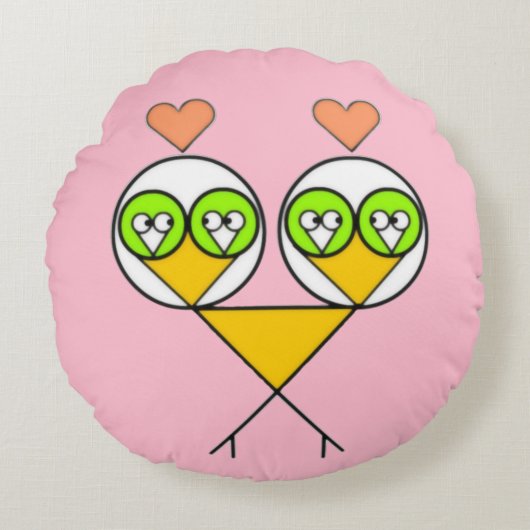 ピンクお洒落の可愛いハート ラウンドクッション (正面)