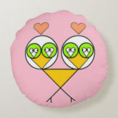 ピンクお洒落の可愛いハート ラウンドクッション (裏面)