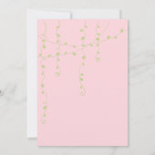 ピンクお洒落の弓ガール恐竜の赤ちゃんシャワー 招待状 (裏面)