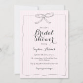 ピンクお洒落の手予測できな引き弓ブライダルシャワー 招待状 (正面)