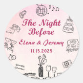 ピンクお洒落の手予測できな引き結婚のステッカー ラウンドシール (正面)