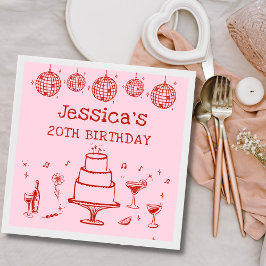 ピンクお洒落の手描きカクテルファンキー誕生日 スタンダードカクテルナプキン
