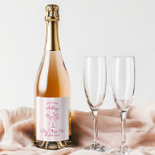 ピンクお洒落の手描きカクテル30歳の誕生日 ワインラベル