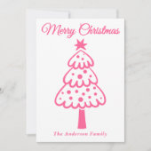 ピンクお洒落の手描きクリスマスツリー シーズンカード (正面)