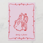 ピンクお洒落の手描きフランスののメ結婚ニュー メニュー (裏面)