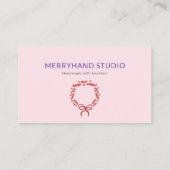 ピンクお洒落の手描きリースクリスマス 名刺 (裏面)
