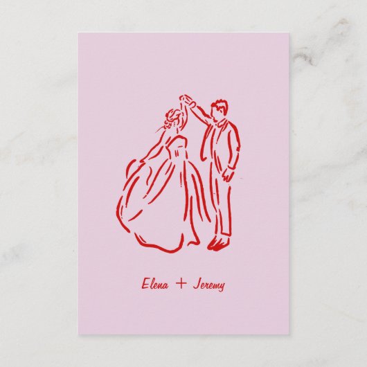 ピンクお洒落の手描きレトロの結婚詳細 エンクロージャーカード