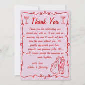 ピンクお洒落の手描き結婚のサンキューカード サンキューカード (正面)