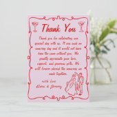 ピンクお洒落の手描き結婚のサンキューカード サンキューカード (スタンド正面)