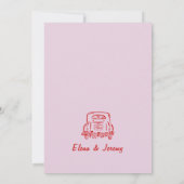 ピンクお洒落の手描き結婚のサンキューカード サンキューカード (裏面)