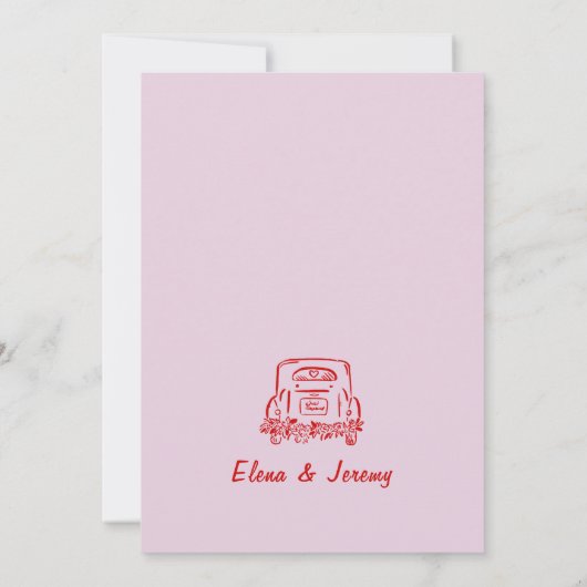 ピンクお洒落の手描き結婚のサンキューカード サンキューカード (裏面)