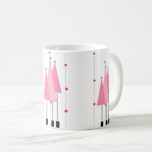ピンクお洒落の木 コーヒーマグカップ (正面右)