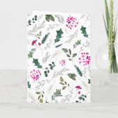 ピンクお洒落の植物写真クリスマス折り カード (裏面)