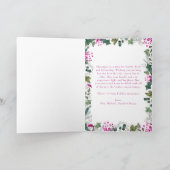 ピンクお洒落の植物写真クリスマス折り カード (内部)