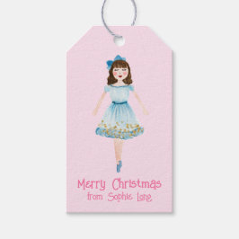 ピンクお洒落の水の色のナツクラッカークララ ギフトタグ