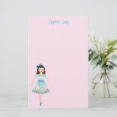 ピンクお洒落の水の色のナツクラッカークララ 便箋 (スタンド正面)