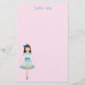 ピンクお洒落の水の色のナツクラッカークララ 便箋 (正面)