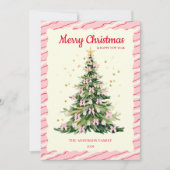 ピンクお洒落の水の色クリスマスツリー シーズンカード (正面)