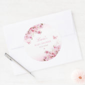 ピンクお洒落の水彩フローラガールベビーシャワー ラウンドシール (封筒)