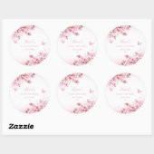 ピンクお洒落の水彩フローラガールベビーシャワー ラウンドシール (シート)