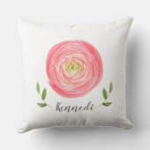 ピンクお洒落の水彩色のバラ(名前) クッション (裏面)