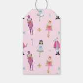ピンクお洒落の水色のナツクラッカーバレリーナ ギフトタグ (裏面)