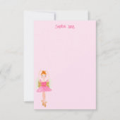 ピンクお洒落の水色のナツクラッカーバレリーナ サンキューカード (正面)