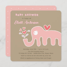 ピンクお洒落の漫画の象の女の子の赤ちゃんシャワー