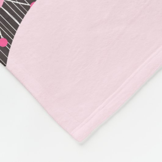 ピンクお洒落の灰色のハートと花のフローラ名 フリースブランケット (角)