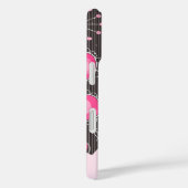 ピンクお洒落の灰色のハートと花のフローラ名 Case-Mate iPhoneケース (裏面 / 右)