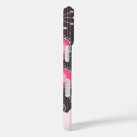 ピンクお洒落の灰色のハートと花のフローラ名 Case-Mate iPhoneケース (裏面 / 右)