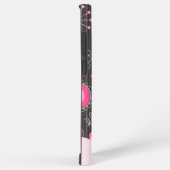 ピンクお洒落の灰色のハートと花のフローラ名 SAMSUNG GALAXYケース (右側面)