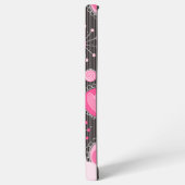 ピンクお洒落の灰色のハートと花のフローラ名 SAMSUNG GALAXYケース (左側面)