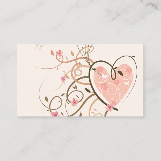 ピンクお洒落の甘いハートバタフライ結婚スワール プレイスカード (裏面)