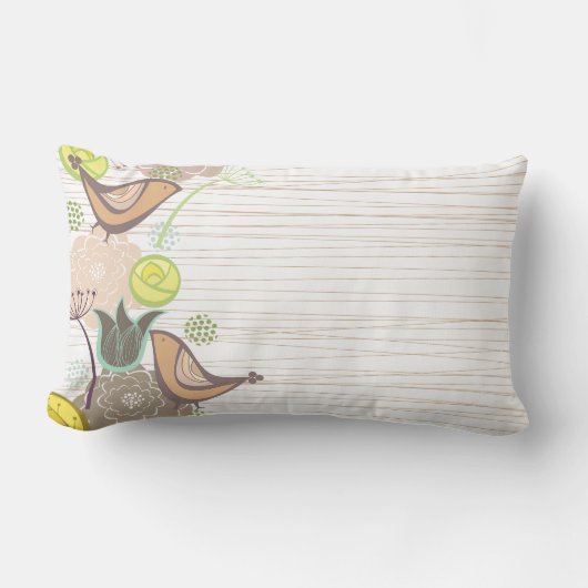 ピンクお洒落の甘い鳥のフローラガーデンクッション ランバークッション (正面)