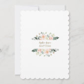 ピンクお洒落の白い花金ゴールドガールバプテスマ 招待状 (裏面)