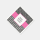 ピンクお洒落の白黒のパターン スタンダードカクテルナプキン (角)