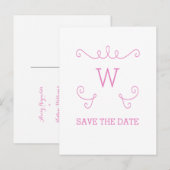 ピンクお洒落の花模様の日付はがきを保存 案内ポストカード (正面/裏面)