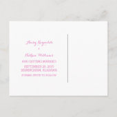 ピンクお洒落の花模様の日付はがきを保存 案内ポストカード (裏面)