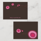 ピンクお洒落の花点が鳥を愛結婚す プレイスカード (正面/裏面)