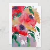 ピンクお洒落の花瓶に赤と黄色の花 | サンキューカード (正面/裏面)