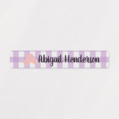 ピンクお洒落の花紫色の格子状名ラベル ラベル (デザイン2)