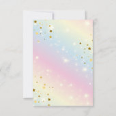 ピンクお洒落の虹のユニコーン1st誕生日パーティー サンキューカード (裏面)