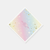 ピンクお洒落の虹のユニコーン1st誕生日パーティー スタンダードカクテルナプキン (角)