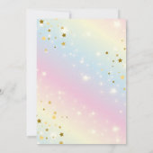 ピンクお洒落の虹のユニコーン1st誕生日パーティー 招待状 (裏面)