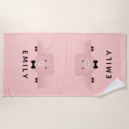 ピンクお洒落の豚かわいいお洒落 ビーチタオル
