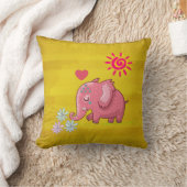 ピンクお洒落の象いくつかのデイジー クッション (ブランケット)